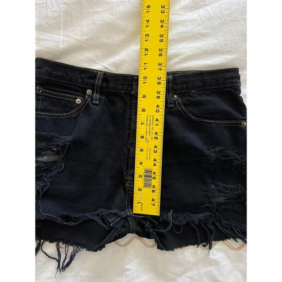 Levi's Black Denim High Waisted Cut Off Jean Shorts - Picture 7 of 9
